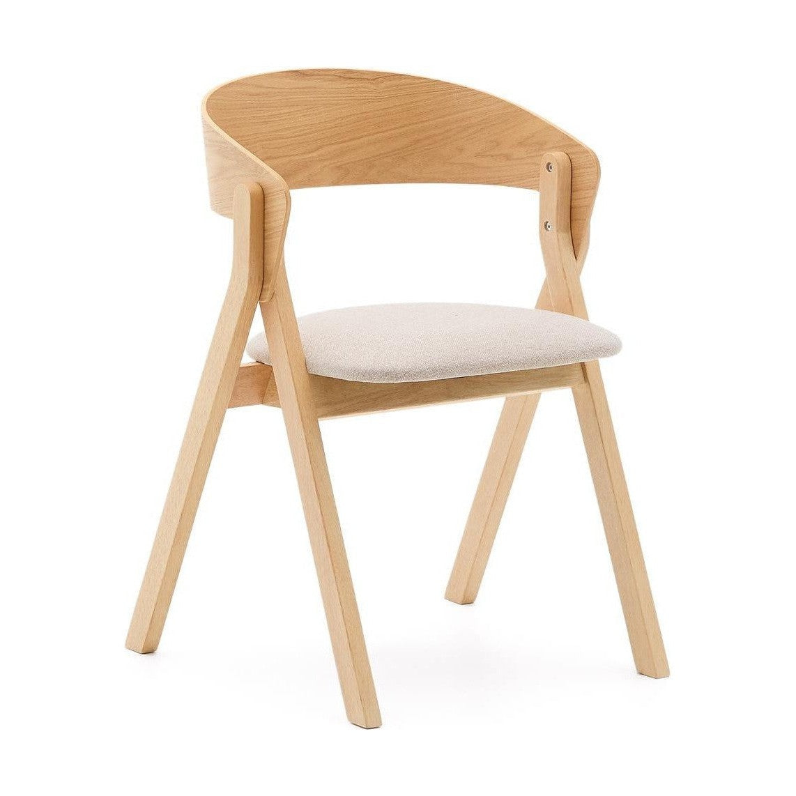 Kave Home Godia eetkamerstoel chenille Beige/naturel