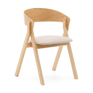 Kave Home Godia eetkamerstoel chenille Beige/naturel