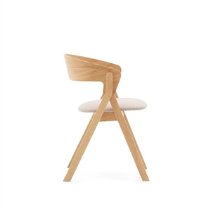Kave Home Godia eetkamerstoel chenille Beige/naturel