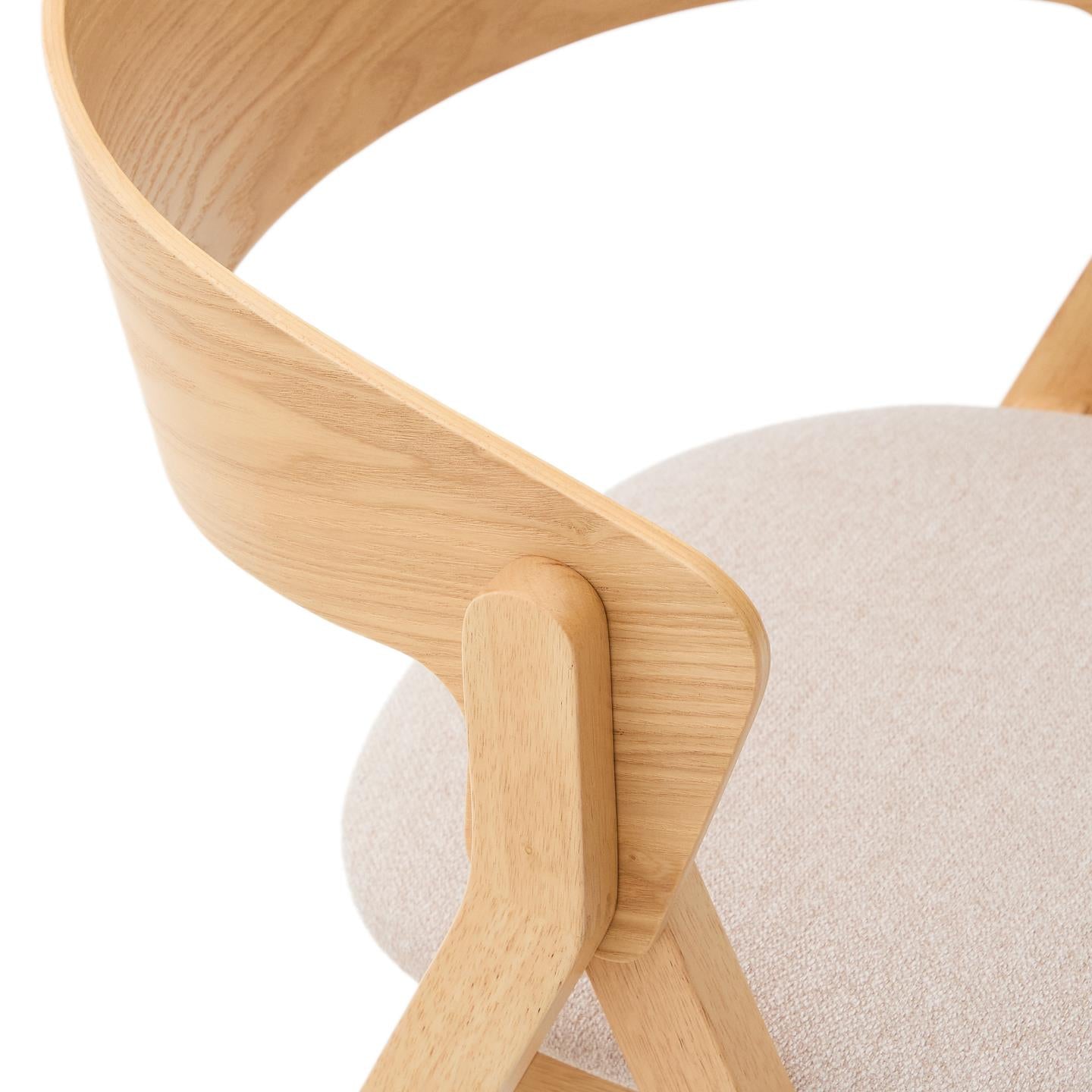 Kave Home Godia eetkamerstoel chenille Beige/naturel