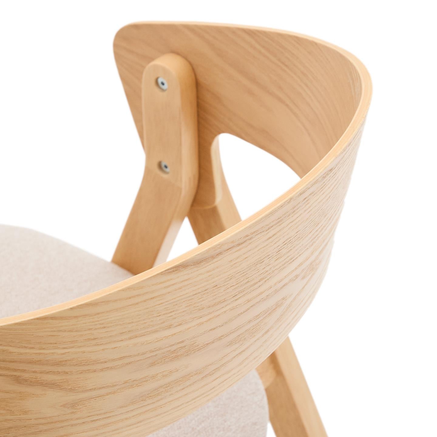 Kave Home Godia eetkamerstoel chenille Beige/naturel