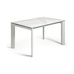 Kave Home Axis eettafel uitschuifbaar 140/200x90 cm Wit/Grijs
