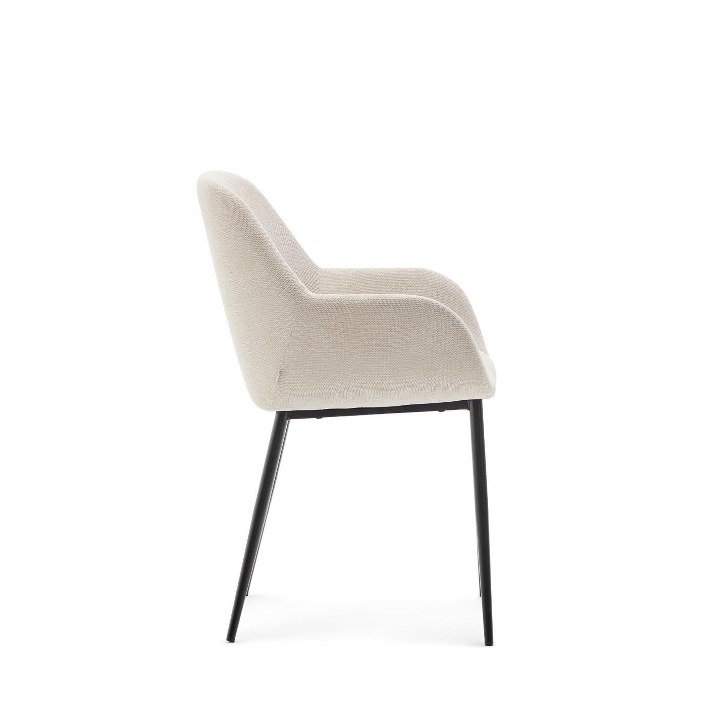 Kave Home Konna eetkamerstoel Beige poot zwart