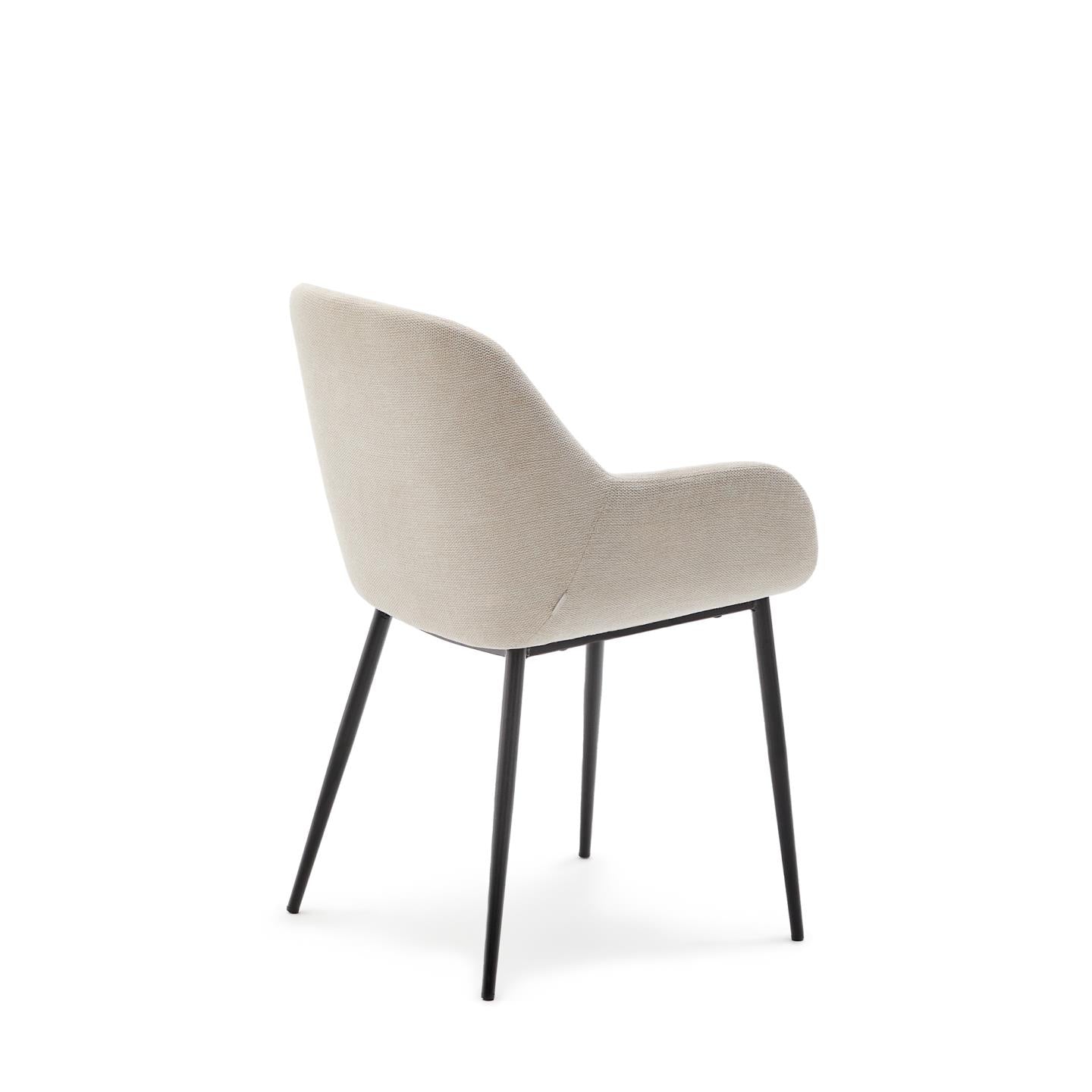 Kave Home Konna eetkamerstoel Beige poot zwart