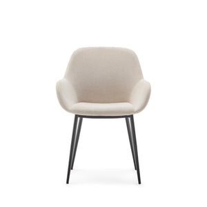 Kave Home Konna eetkamerstoel Beige poot zwart
