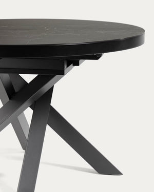 Kave Home Vashti eettafel uitschuifbaar Ø120(160) cm porselein Zwart