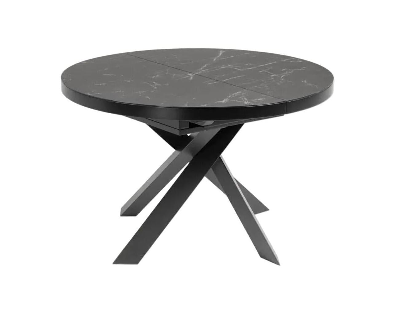Kave Home Vashti eettafel uitschuifbaar Ø120(160) cm porselein Zwart