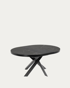 Kave Home Vashti eettafel uitschuifbaar Ø120(160) cm porselein Zwart