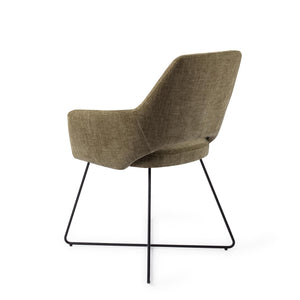 Jesper Home x HelloChair Yanai eetkamerstoel Olive Oasis cross black