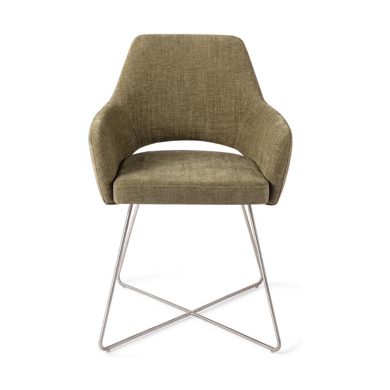 Jesper Home x HelloChair Yanai eetkamerstoel Olive Oasis cross steel