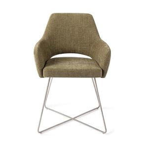 Jesper Home x HelloChair Yanai eetkamerstoel Olive Oasis cross steel
