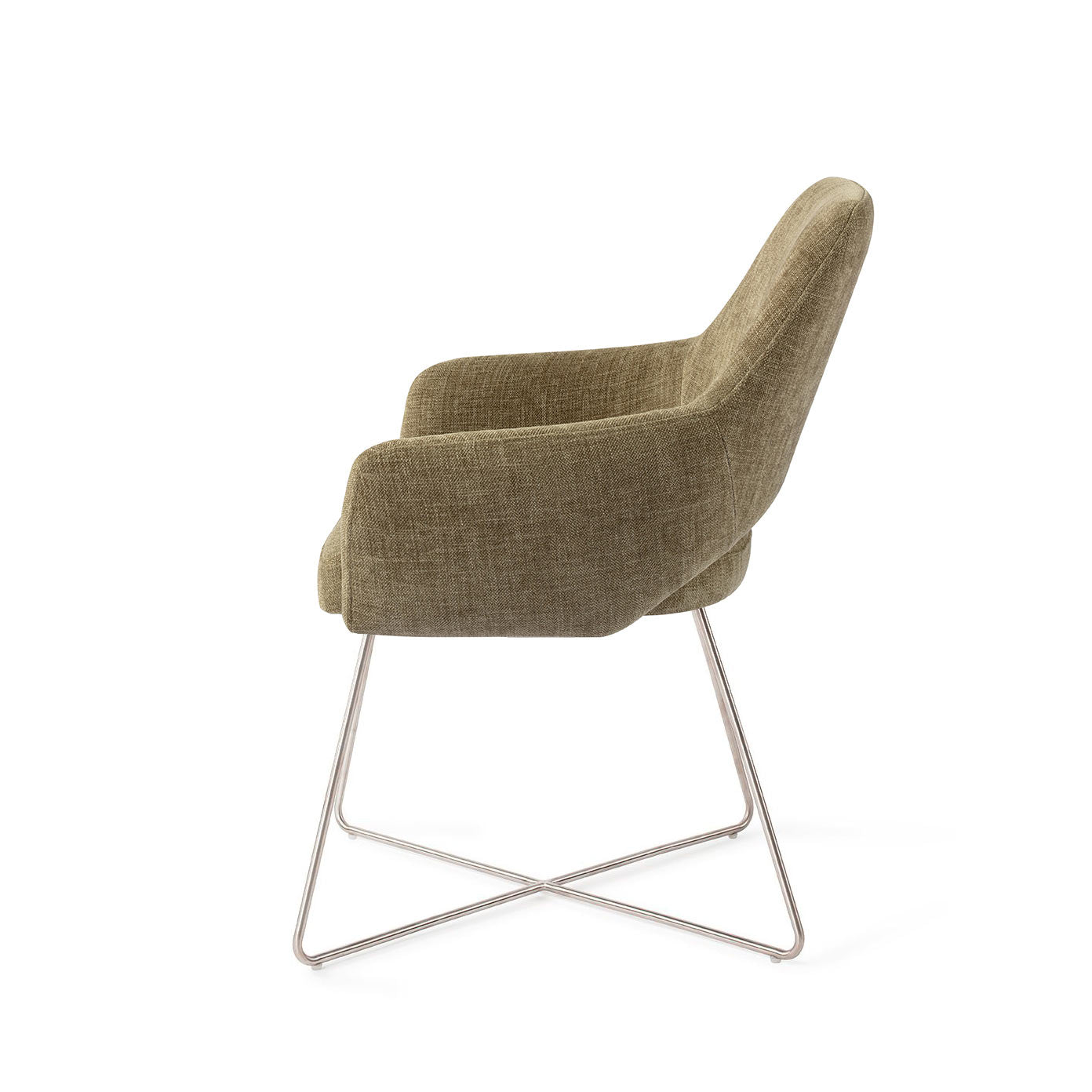 Jesper Home x HelloChair Yanai eetkamerstoel Olive Oasis cross steel