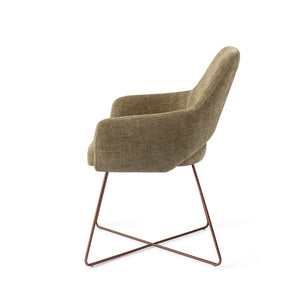 Jesper Home x HelloChair Yanai eetkamerstoel Olive Oasis cross rose