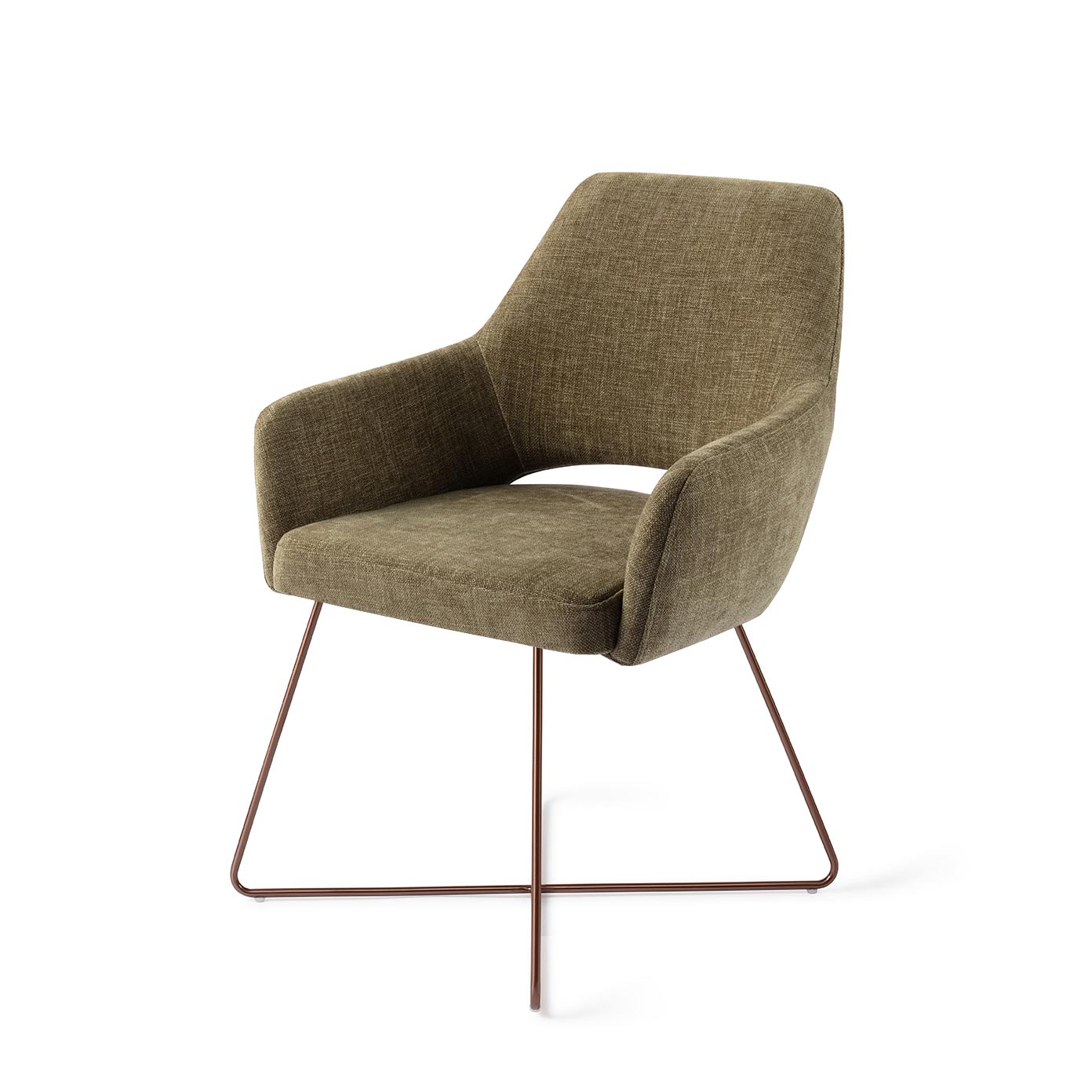 Jesper Home x HelloChair Yanai eetkamerstoel Olive Oasis cross rose