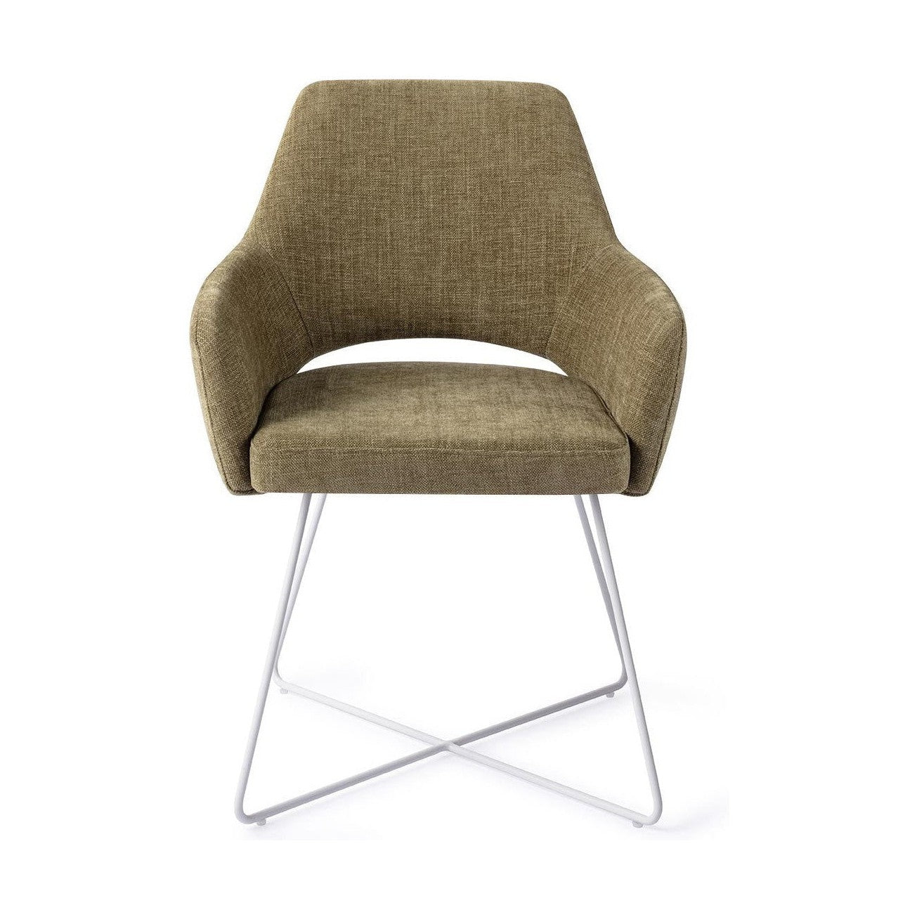 Jesper Home x HelloChair Yanai eetkamerstoel Olive Oasis cross white