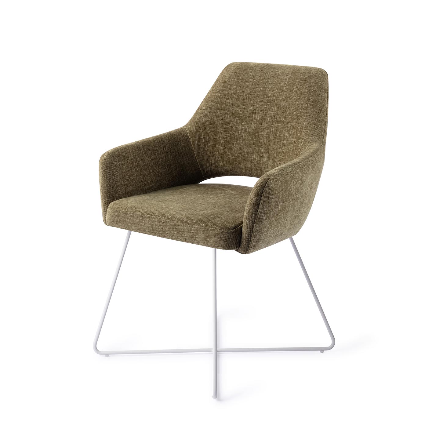 Jesper Home x HelloChair Yanai eetkamerstoel Olive Oasis cross white
