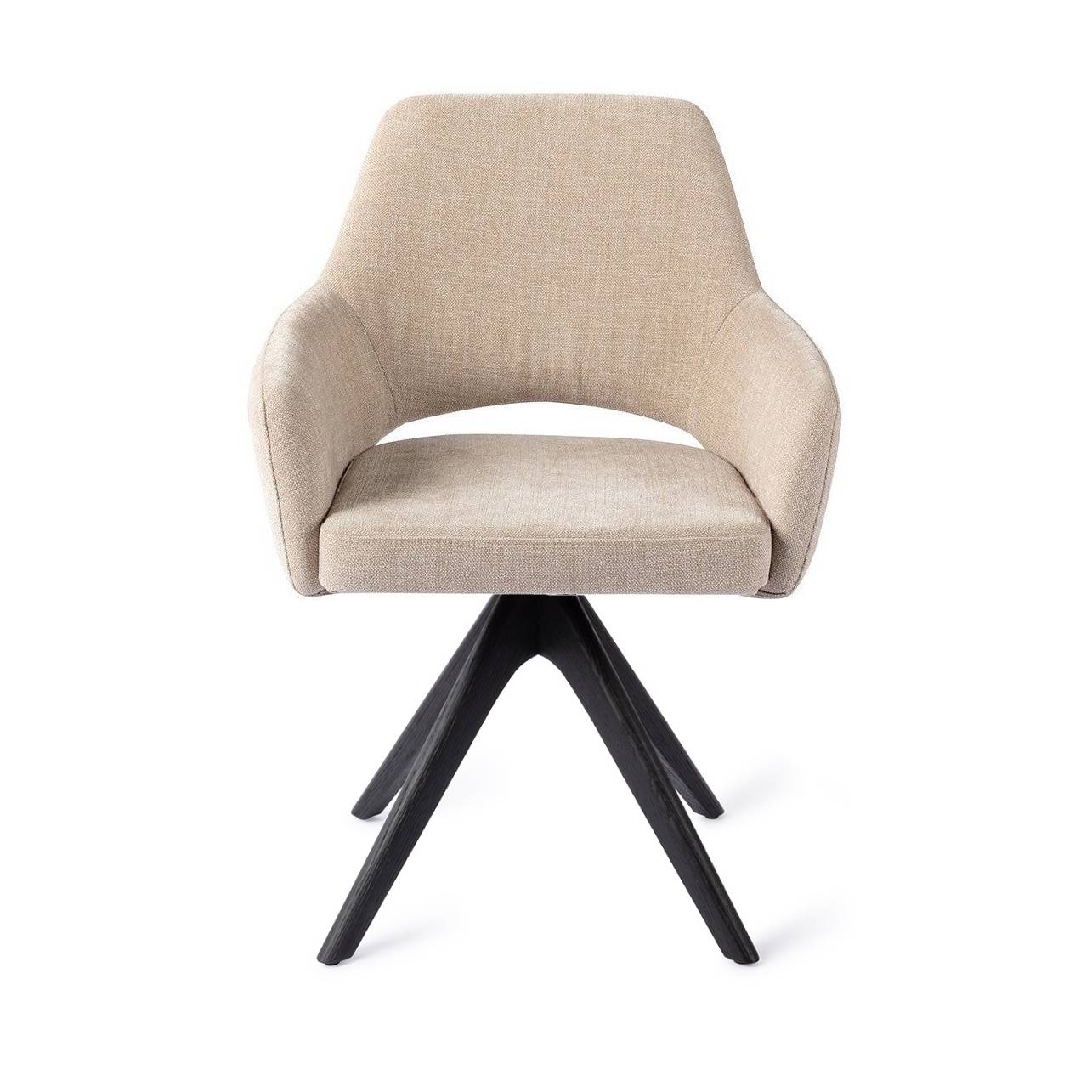 Jesper Home x HelloChair Yanai eetkamerstoel Canvas Cloud revolve oak black