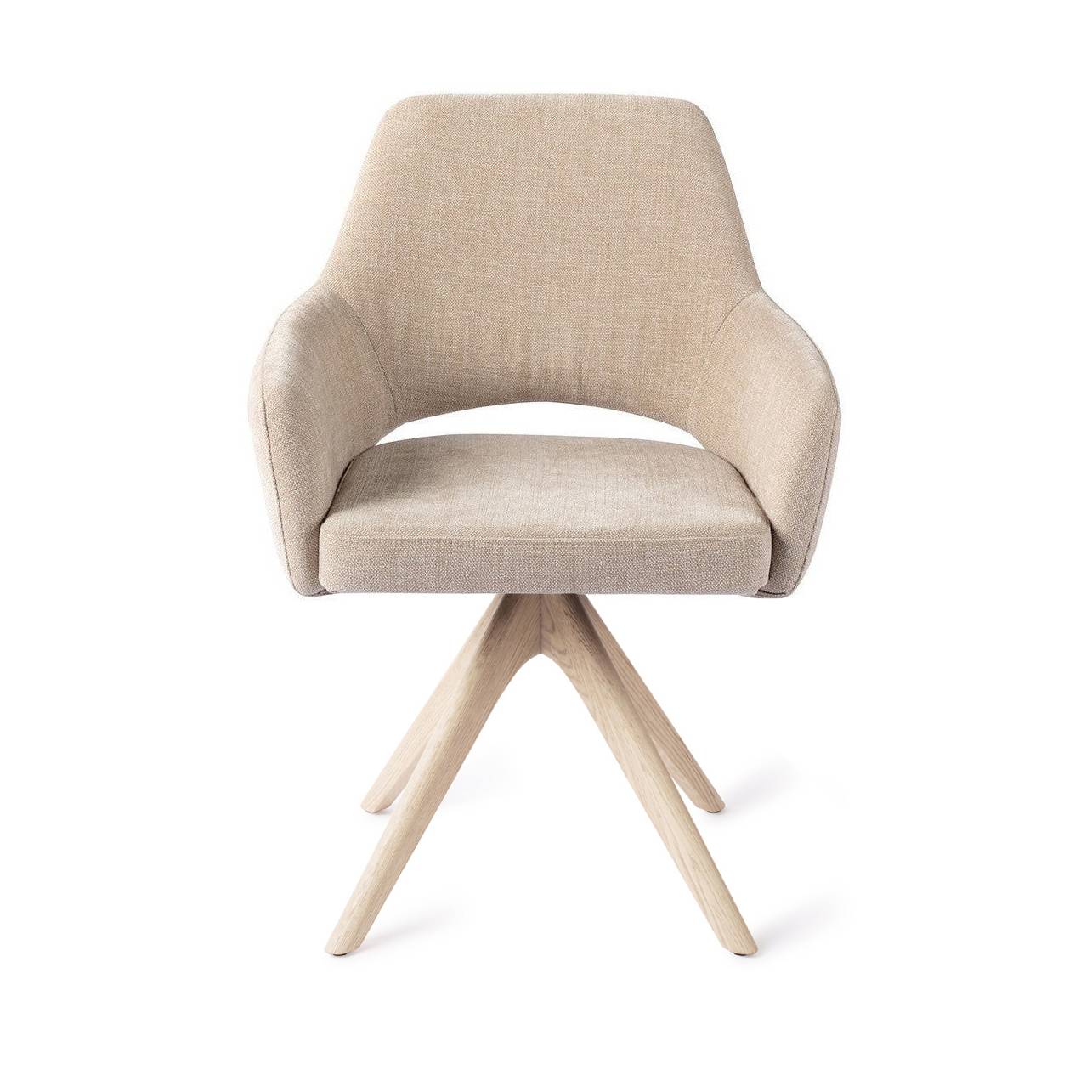 Jesper Home x HelloChair Yanai eetkamerstoel Canvas Cloud revolve oak bleach