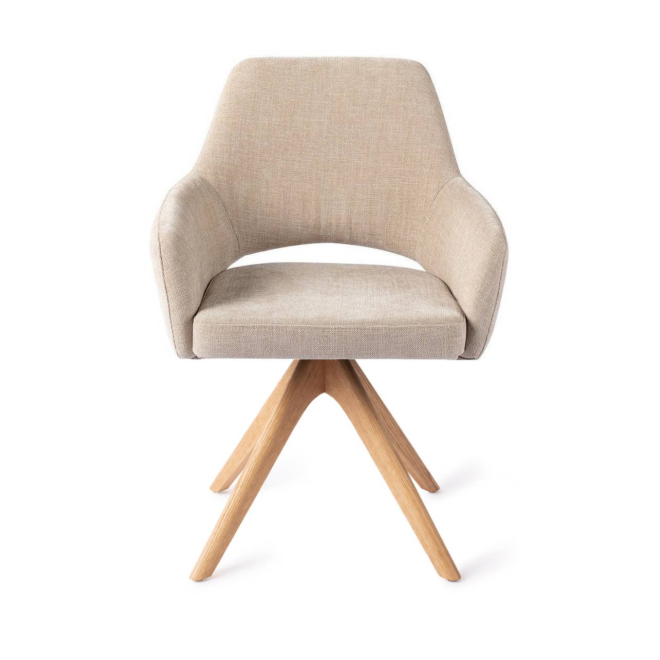 Jesper Home x HelloChair Yanai eetkamerstoel Canvas Cloud revolve oak natural