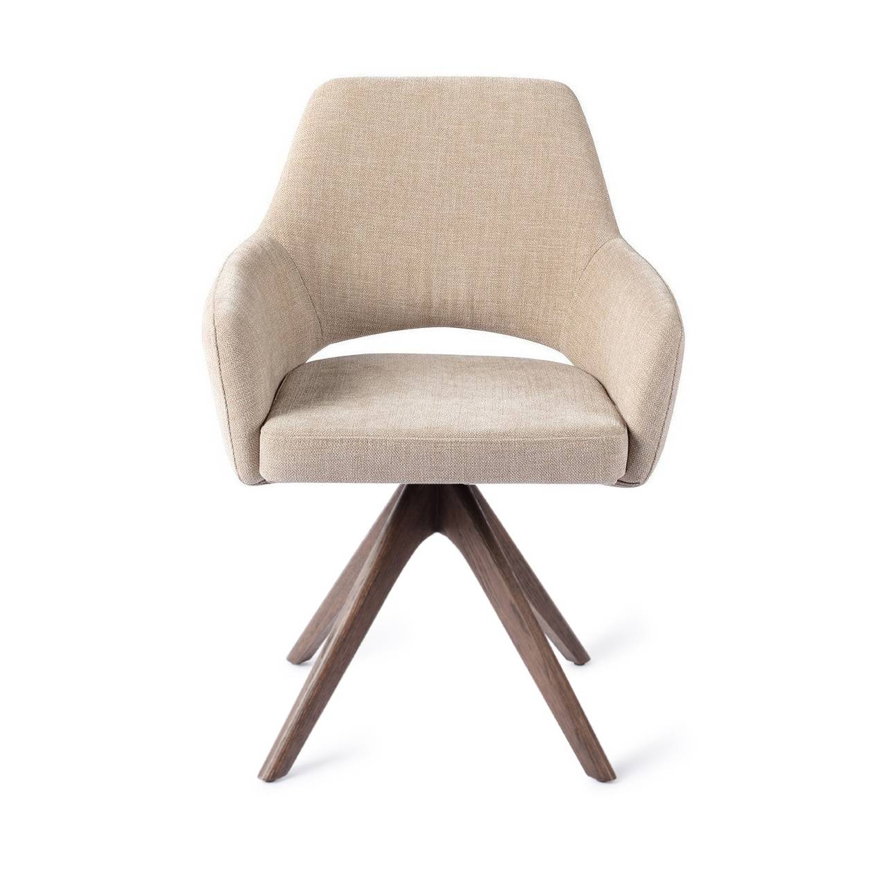 Jesper Home x HelloChair Yanai eetkamerstoel Canvas Cloud revolve oak walnut