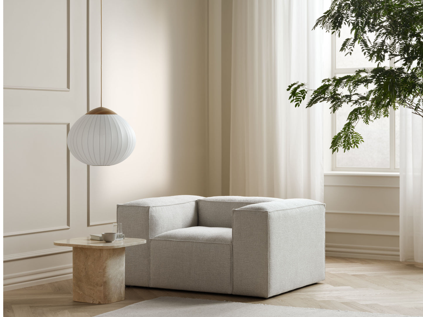 Bolia Acorn hanglamp Ø50 cm geolied eiken textiel