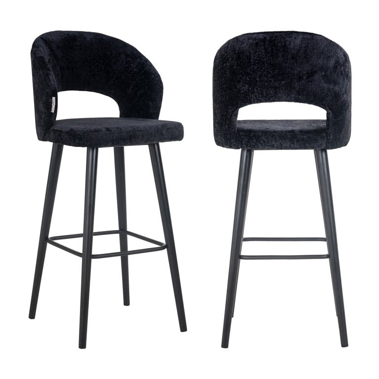 Richmond Savoy barkruk H82 chenille Black