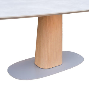 Bree's New World StorQ eettafel superellips 240x120 cm HPL Sand Stone/eiken white