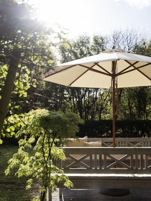 Fritz Hansen Messina parasol Ø300 cm Lemon/Sand Stripe