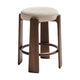 Kave Home Granite barkruk H65 zonder rugleuning chenille Beige/walnoot