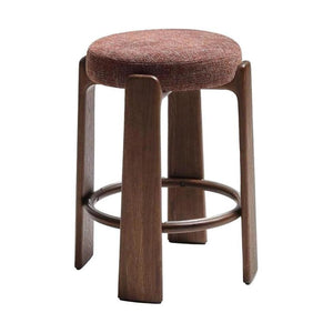 Kave Home Granite barkruk H65 zonder rugleuning chenille Bruin/walnoot