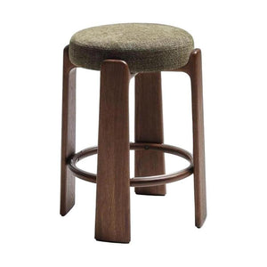 Kave Home Granite barkruk H65 zonder rugleuning chenille Groen/walnoot