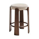 Kave Home Granite barkruk H75 zonder rugleuning chenille Beige/walnoot