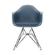 Vitra Eames DAR eetkamerstoel met arm vast zitkussen Sea Blue zwart gepoedercoat