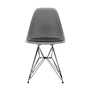 Vitra Eames DSR eetkamerstoel vast zitkussen Granite Grey zwart gepoedercoat