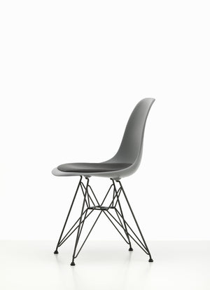 Vitra Eames DSR eetkamerstoel vast zitkussen Granite Grey zwart gepoedercoat