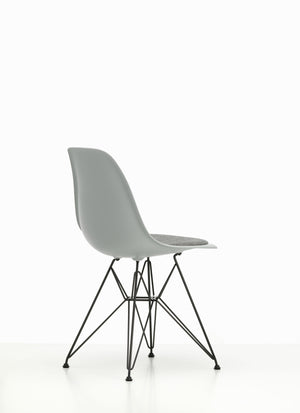 Vitra Eames DSR eetkamerstoel vast zitkussen Light Grey zwart gepoedercoat