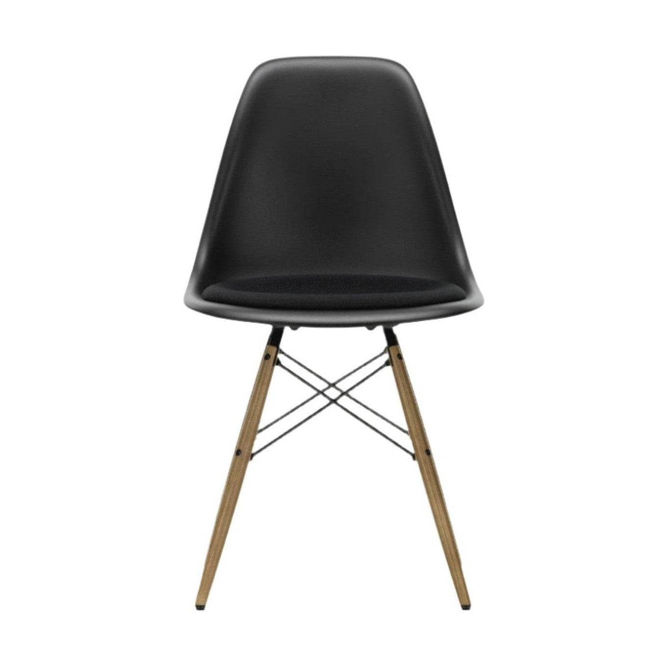 Vitra Eames DSW eetkamerstoel vast zitkussen Deep Black esdoorn