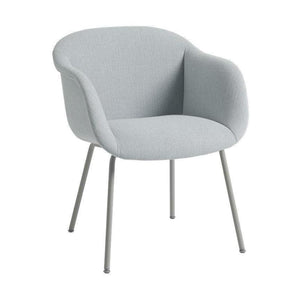 Muuto Fiber Soft eetkamerstoel gestoffeerd Ecriture 710 vierpoot staal