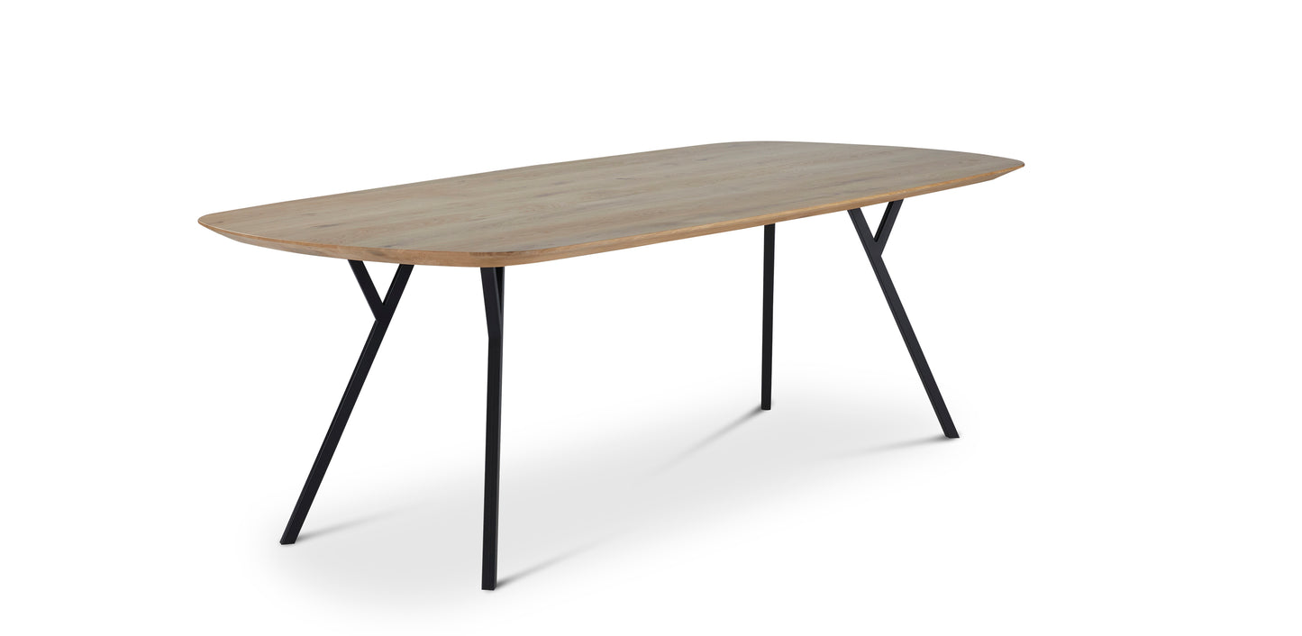 Dyyk Float eettafel 260x110 cm eiken groove zwart