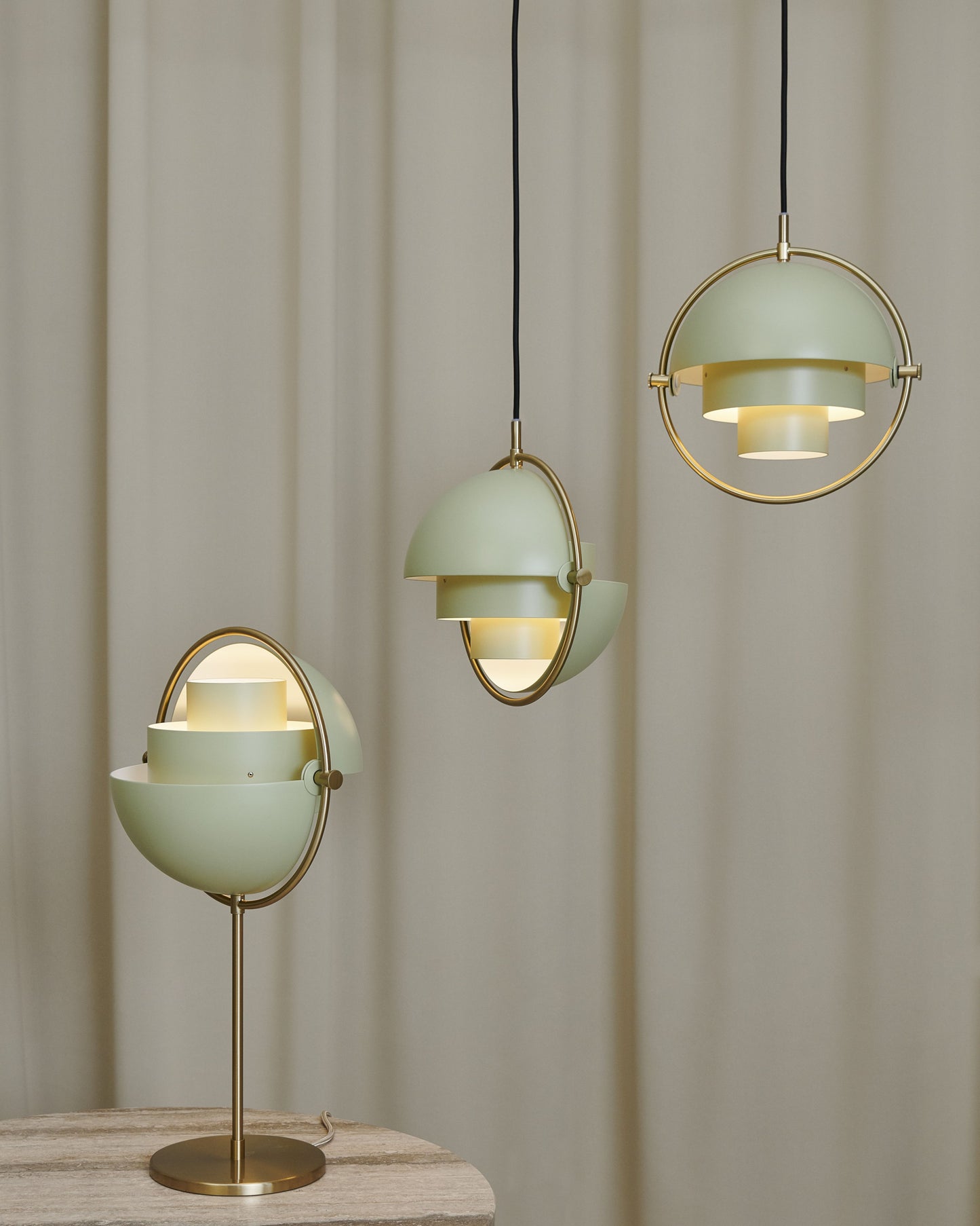 Gubi Multi-Lite hanglamp small Brass / Desert Sage