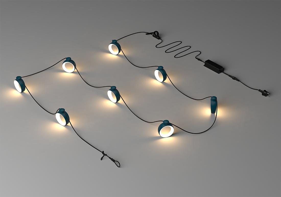 Fermob Hoopik lichtsnoer L1200 cm Acapulco blue