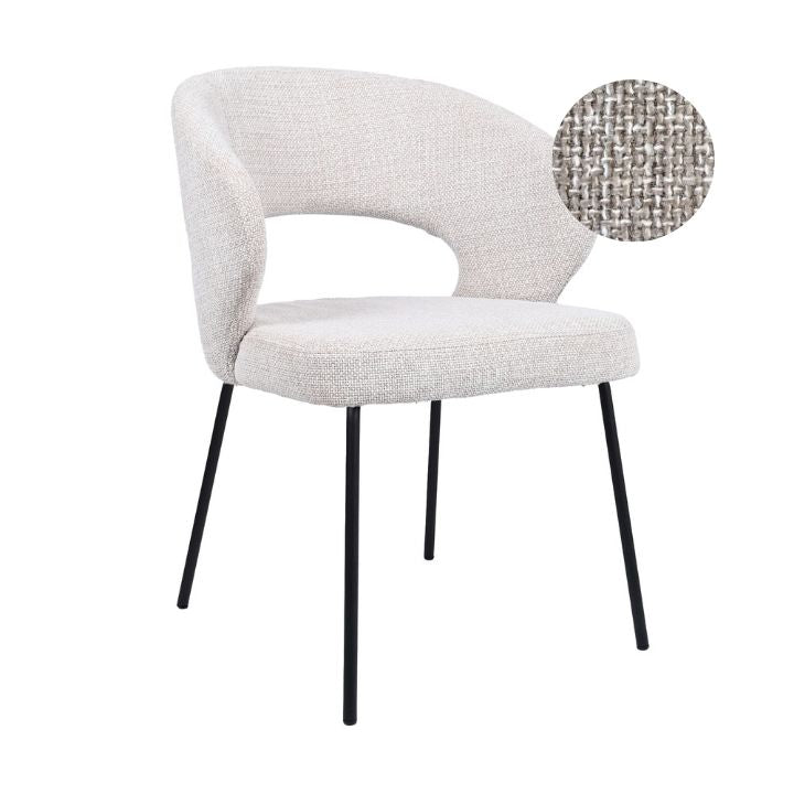 HelloChair HC25 Seli eetkamerstoel Chacha Linen vierpoot zwart
