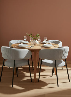 HelloChair Lovi eetkamerstoel Milan Greige poot dark brown