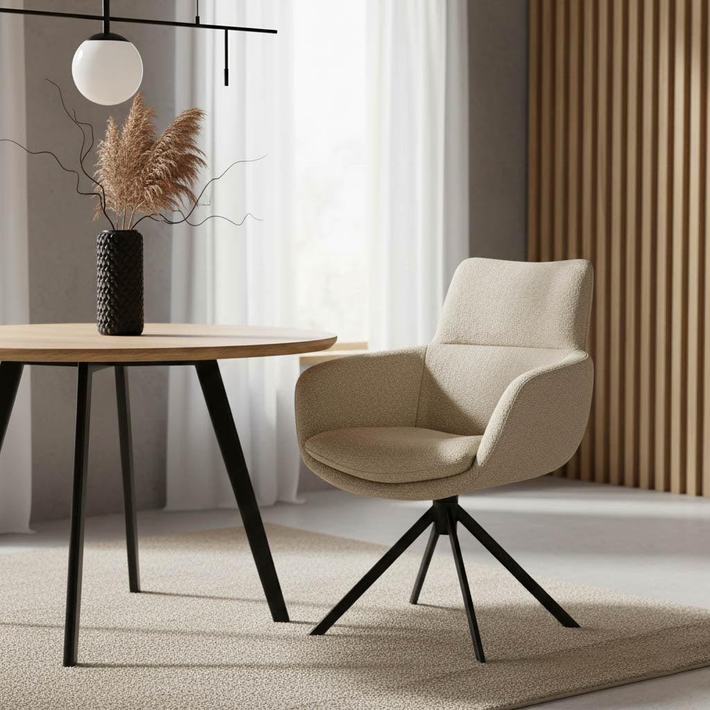 HelloChair HC34 Comfo eetkamerstoel Rhythm Natural spinpoot zwart