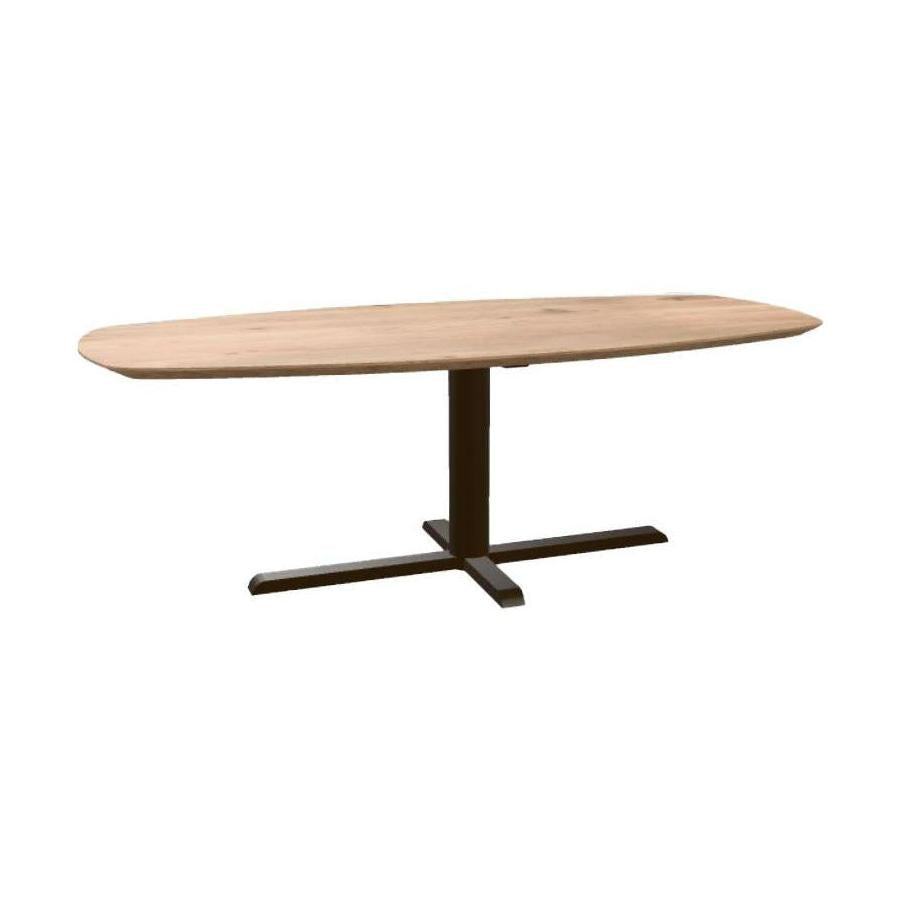 HelloTable Kros eettafel Semi ovaal 220x100 cm ongeborsteld nieuw eiken Naturel - Anodic brown