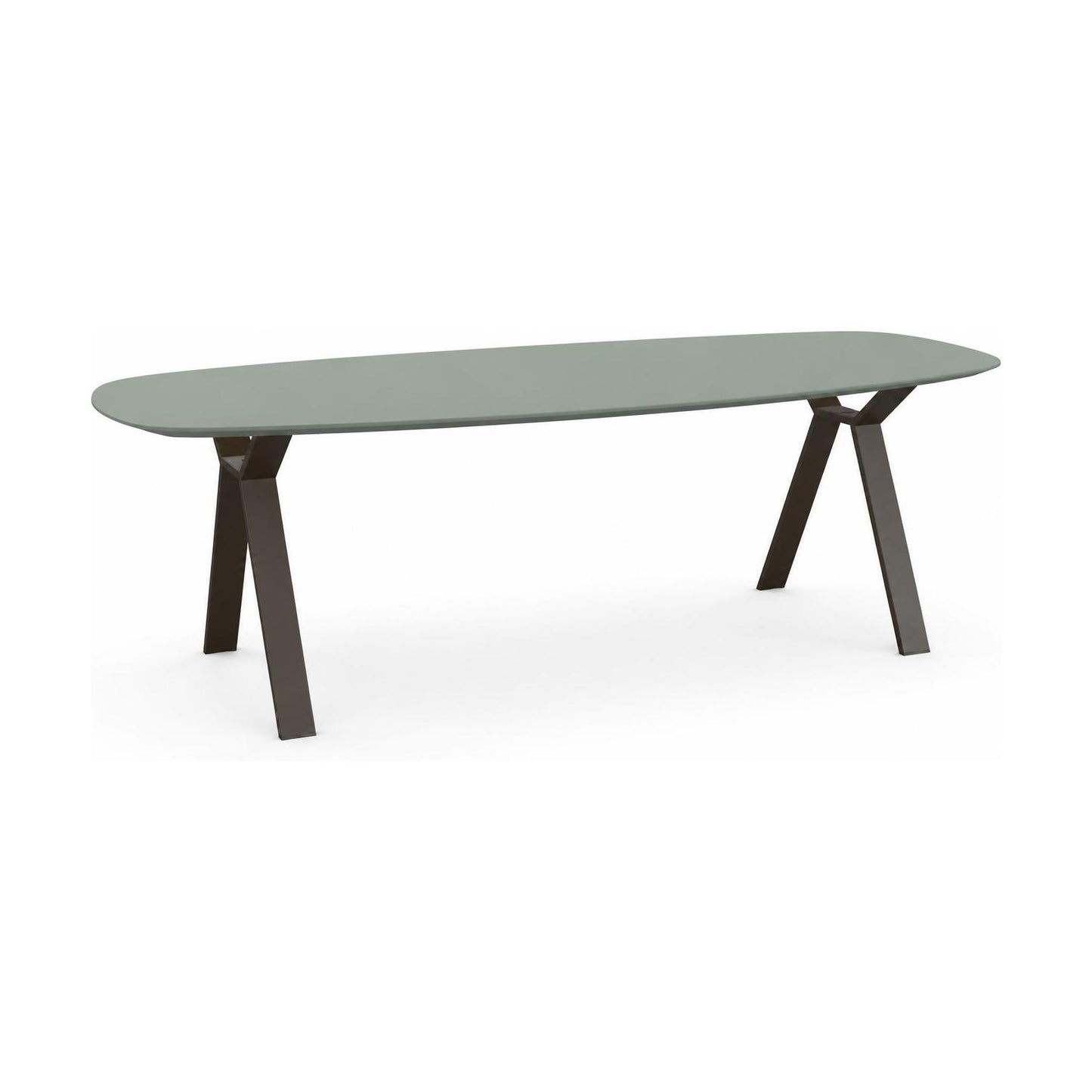 HelloTable Mova eettafel Semi ovaal 220x100 cm Fenix verde kitami - staal Anodic brown