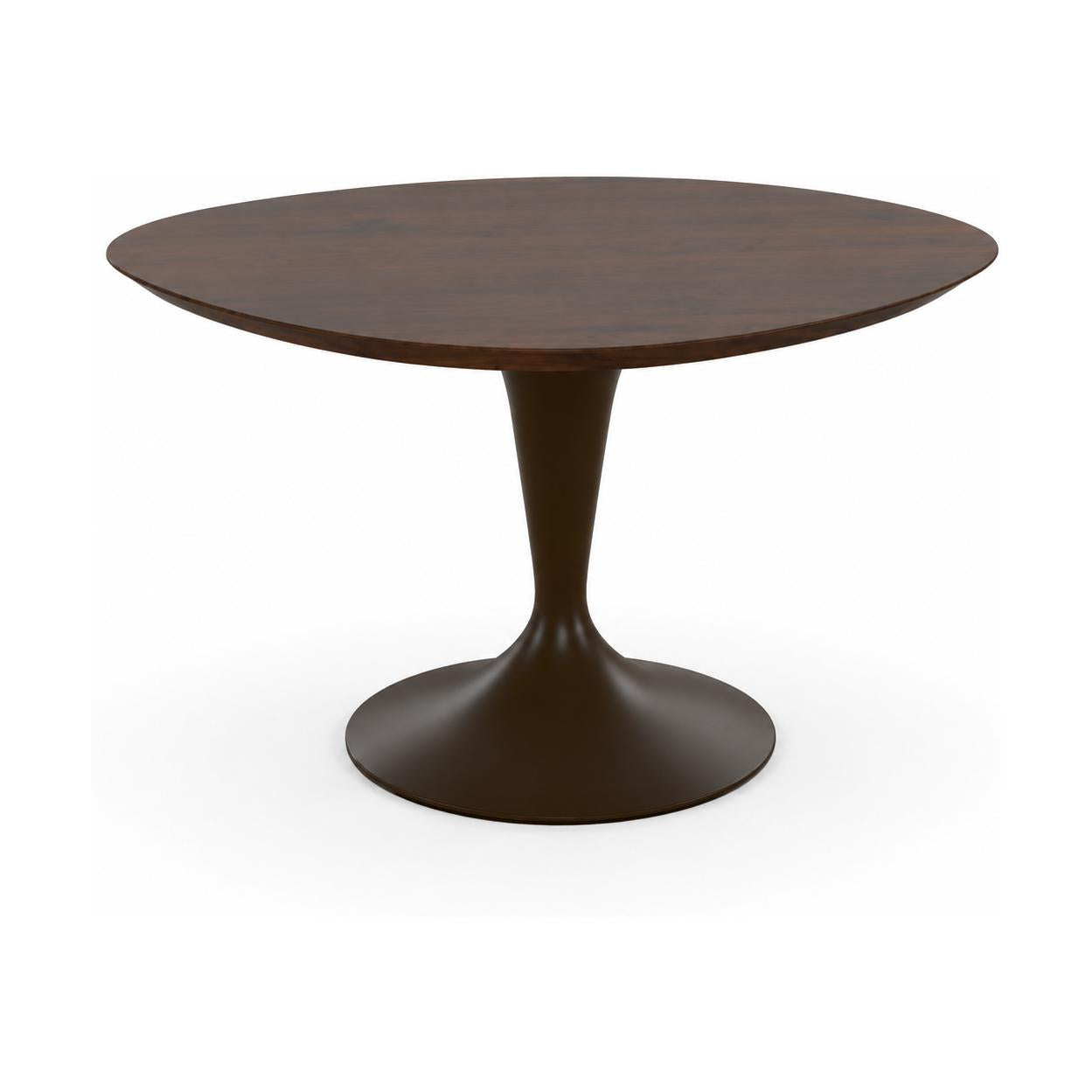 HelloTable Runo eettafel Organisch rond 140x128 cm ongeborsteld nieuw eiken Dark stained - staal Anodic brown