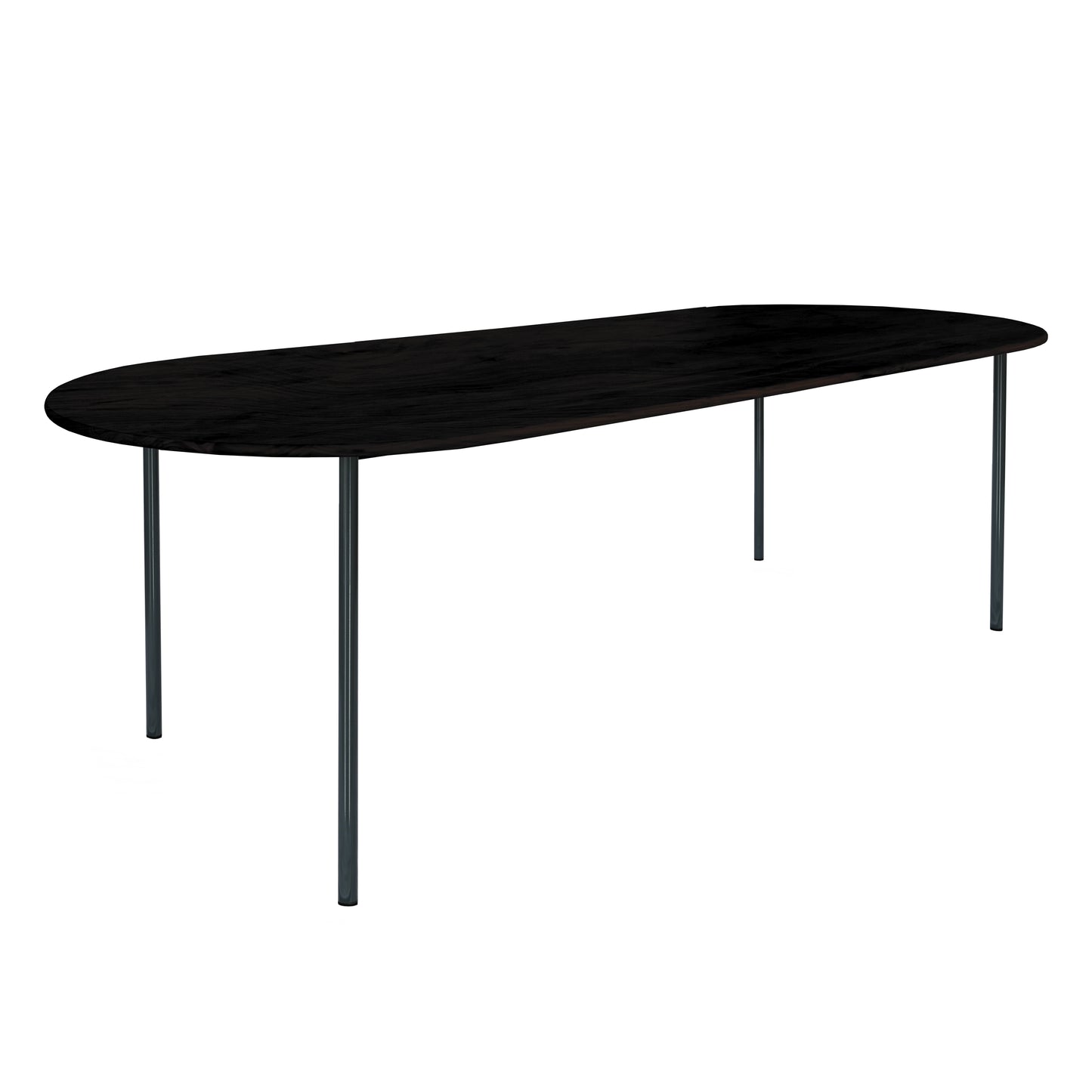 HelloTable Steelo eettafel plat ovaal 260x100 cm bol eiken zwart black grey