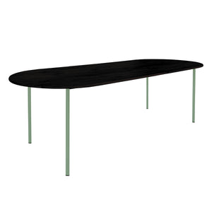 HelloTable Steelo eettafel plat ovaal 260x100 cm bol eiken zwart pale green