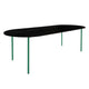 HelloTable Steelo eettafel plat ovaal 260x100 cm bol eiken zwart traffic green